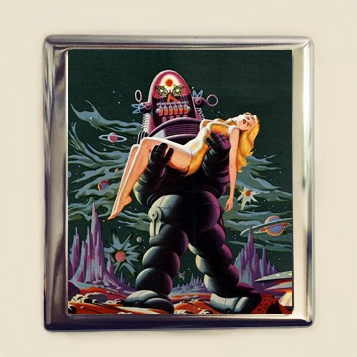 Robot and Woman Business Card ID Holder Wallet 1950's Kitsc for wholesale by FringePop