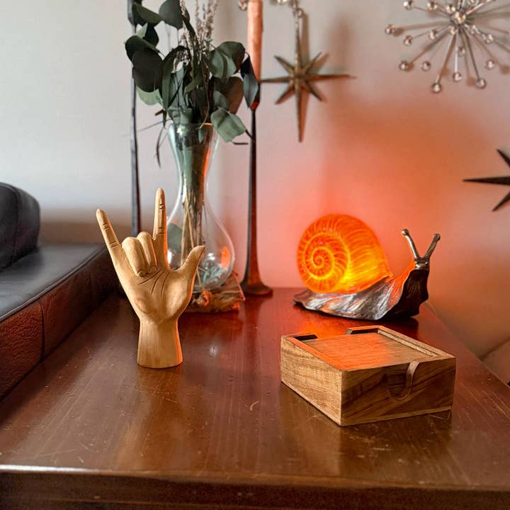 Zeckos - Wholesale Decorative Tabletop Object - Wooden Sign Language I Love You Hand Gesture Statue 7.75"