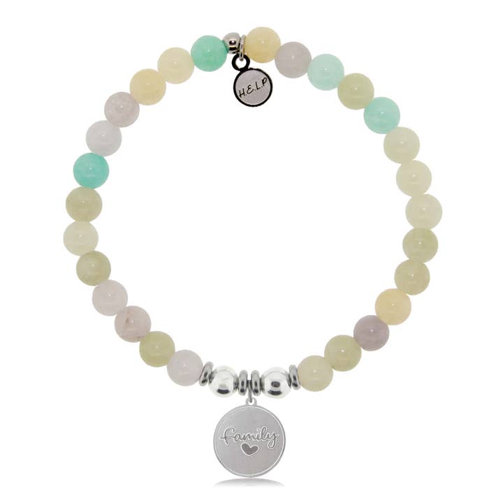 Family Charm with Green Yellow Jade Charity Bracelet for wholesale by H.E.L.P