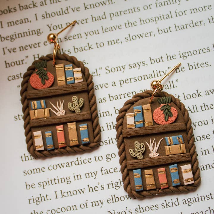 Orecchini Cactus Bookshelf per la vendita all'ingrosso da parte di Lucky Penny Designs