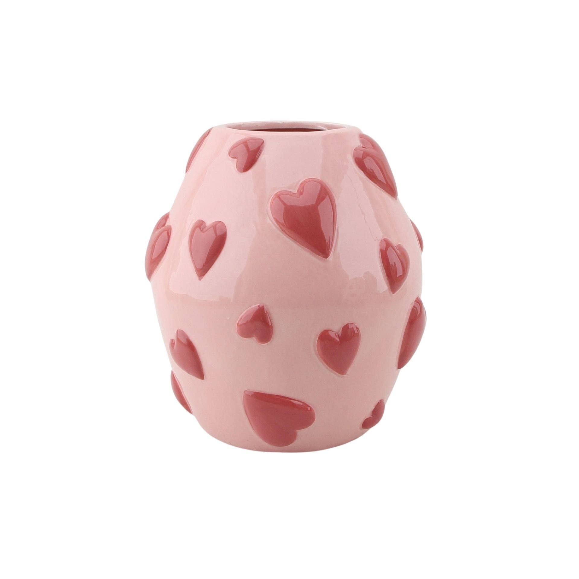 Housevitamin bv - Vente Vases - Vase cœur en dolomite rose et rouge - 16 x 16 x 17,5 cm0