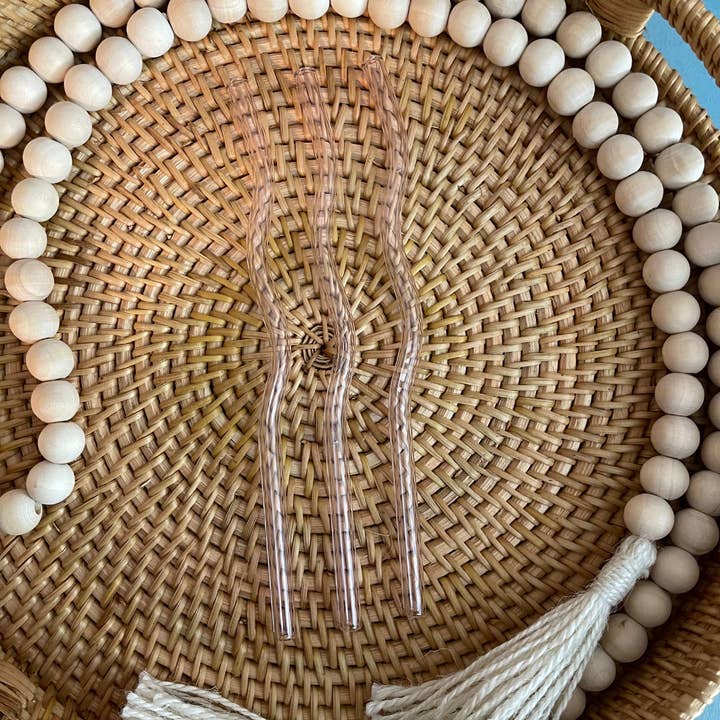 Curly Tailed Designs - Wholesale Drinking Straw - Colored Wavy Glass Straws for 16oz/8in Libbey Can Glass7