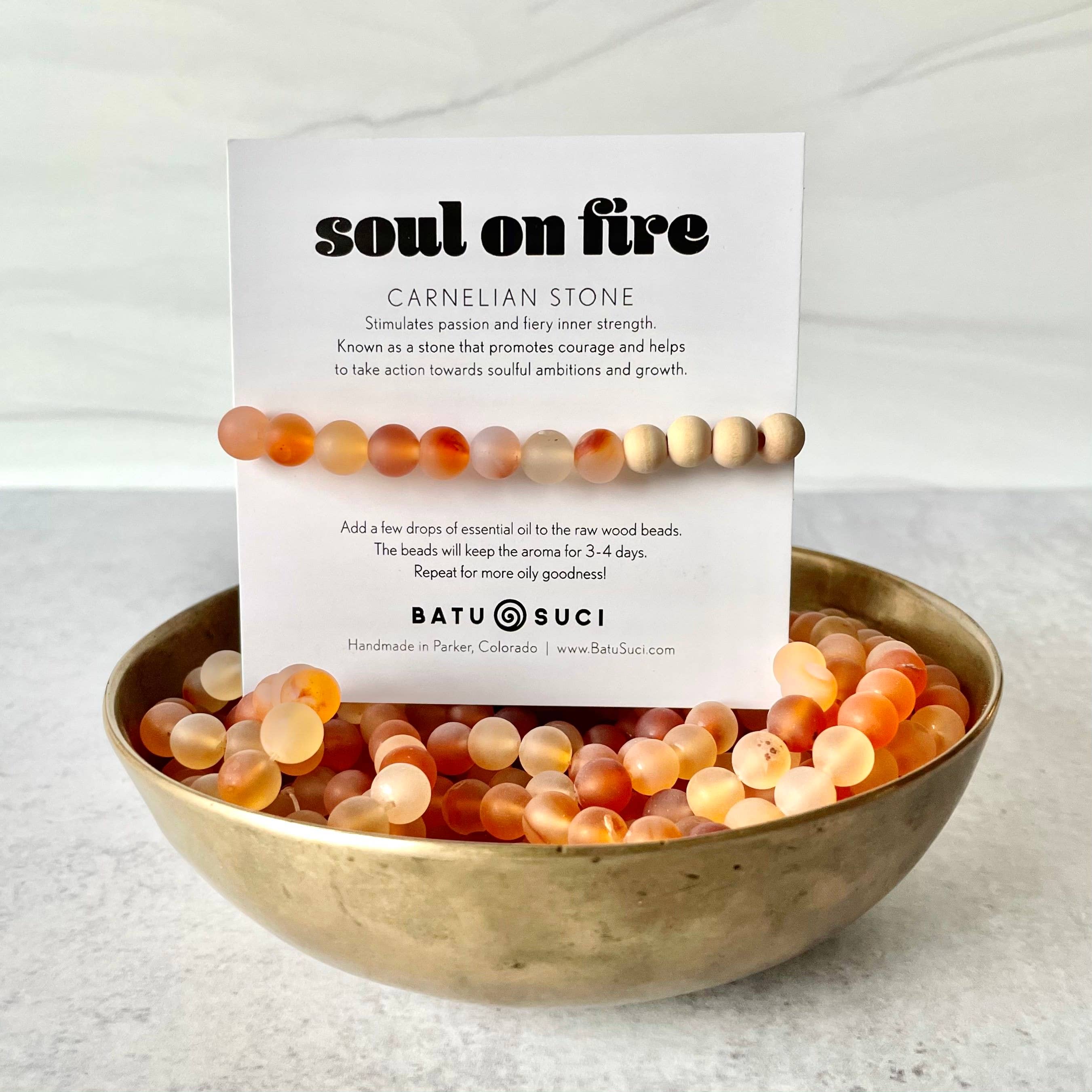 Batu Suci Handmade Jewelry - Wholesale Beaded Bracelet - Soul on Fire Diffuser Bracelet  |  Carnelian Aromatherapy Bracelet3