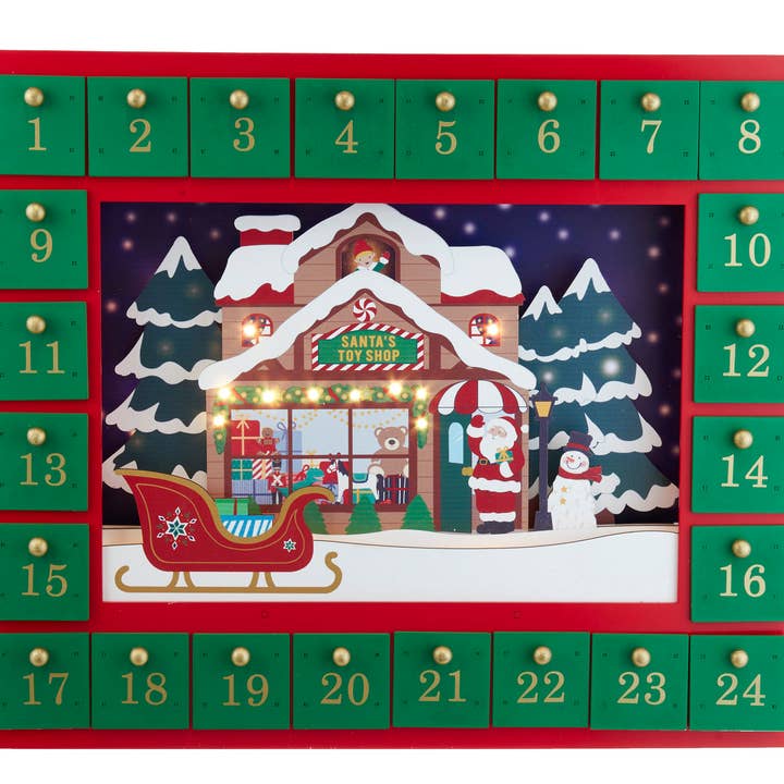 Battery Operated Santa Toy Shop Advent Calendar for wholesale by Kurt S. Adler, Inc.