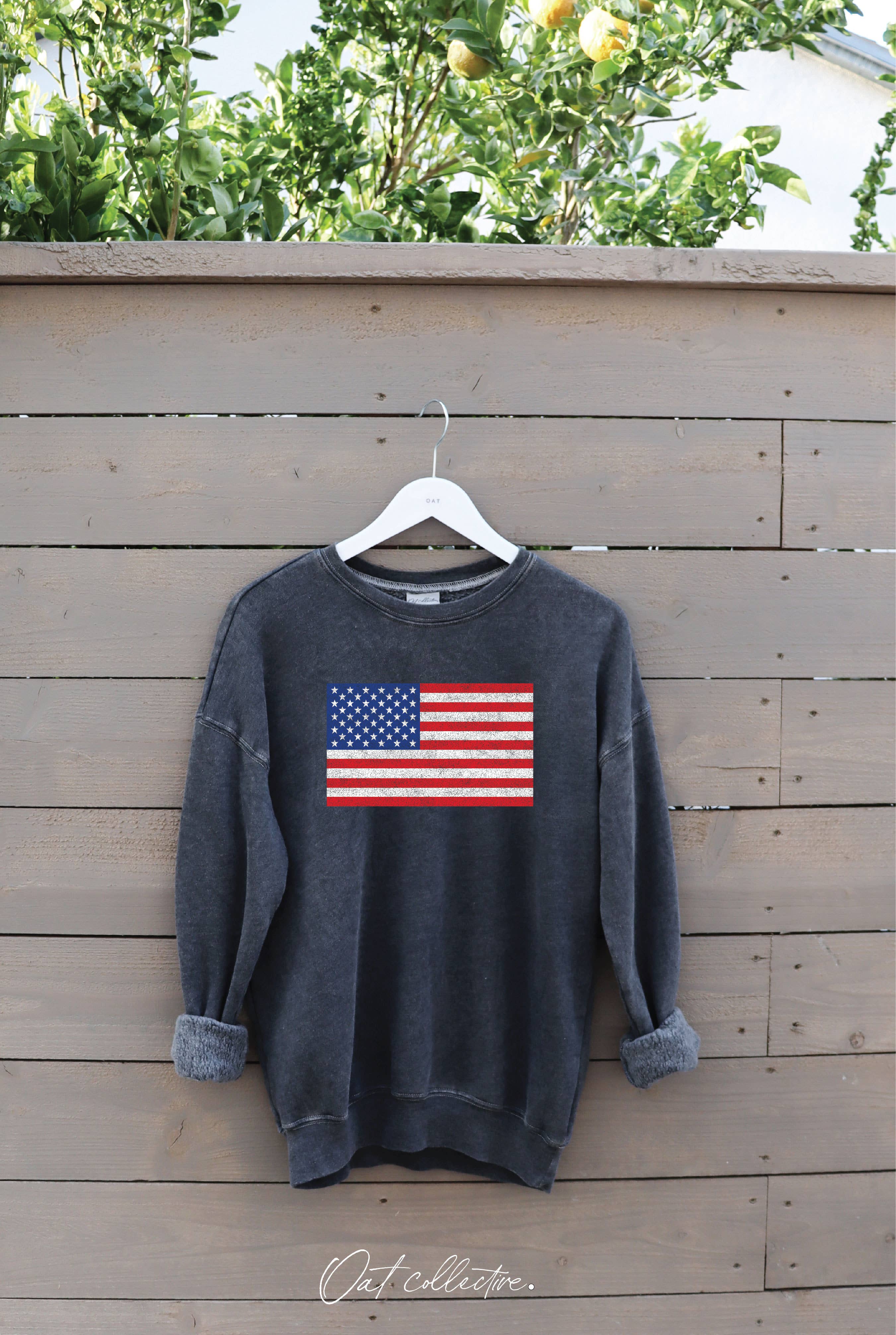 OAT COLLECTIVE - Wholesale Graphic Sweatshirt - Women's - USA FLAG Mineral Graphic Sweatshirt 4