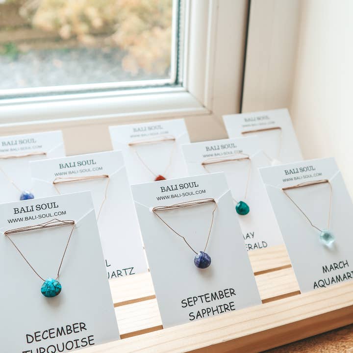 Bali Soul - Vente Colliers à pendentif - Collier en corde de soie avec aquamarine, pierre de naissance de mars3