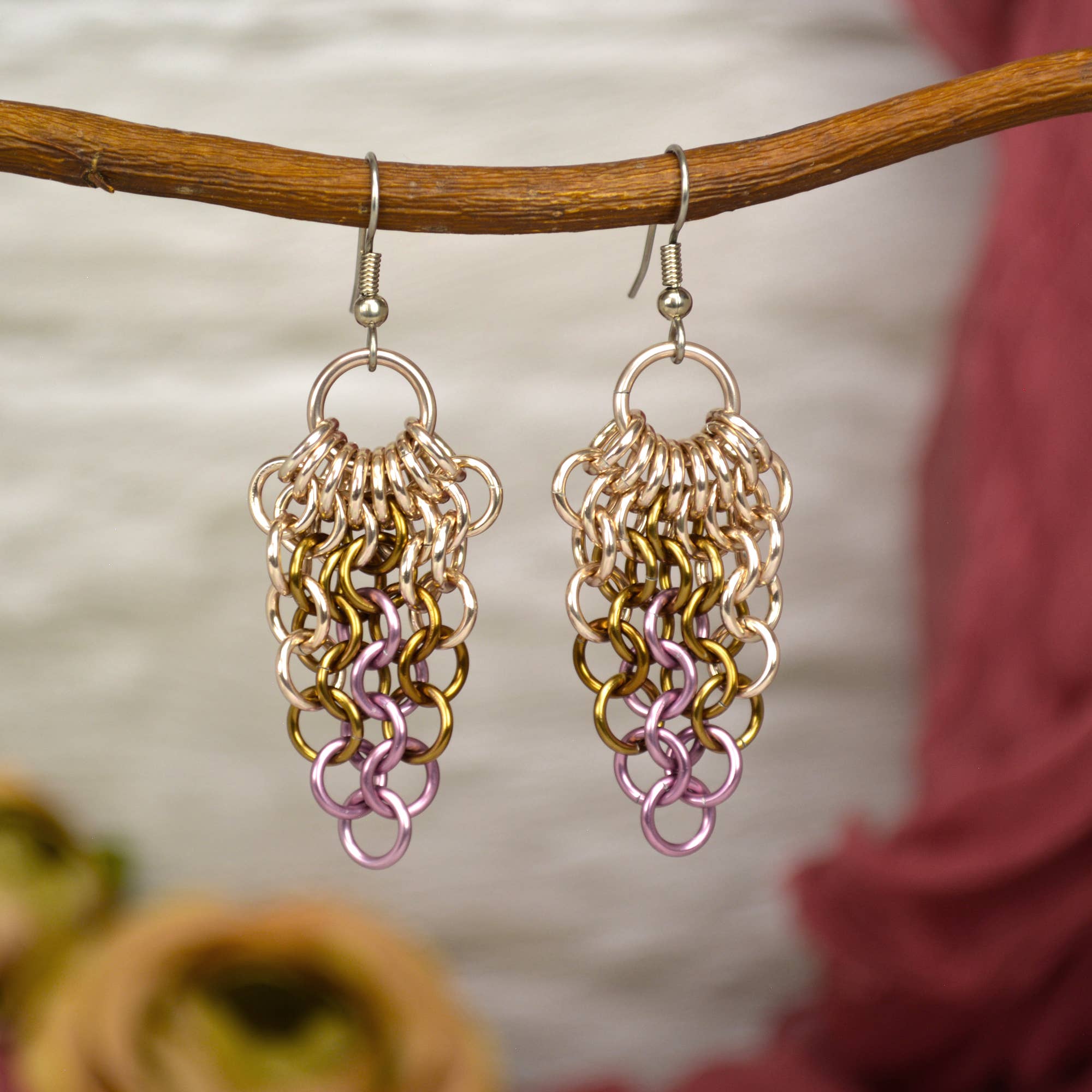 Rebeca Mojica Jewelry - Wholesale Dangle Earrings - Mesh Cluster Earring - Vintage Rose3