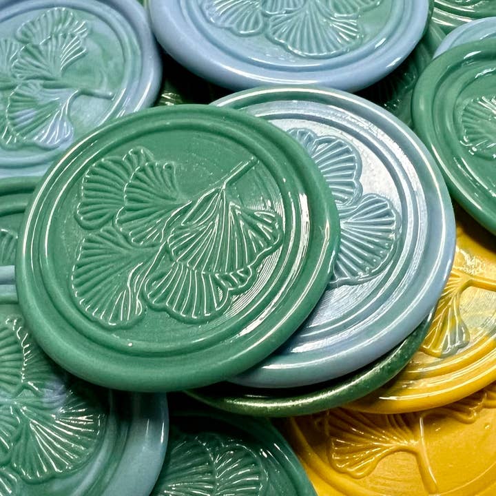 Rochambeau Home - Wholesale Sealing Wax - Custom Wax Seals Ginkgo (Maidenhair) Stickers – 10 per pack