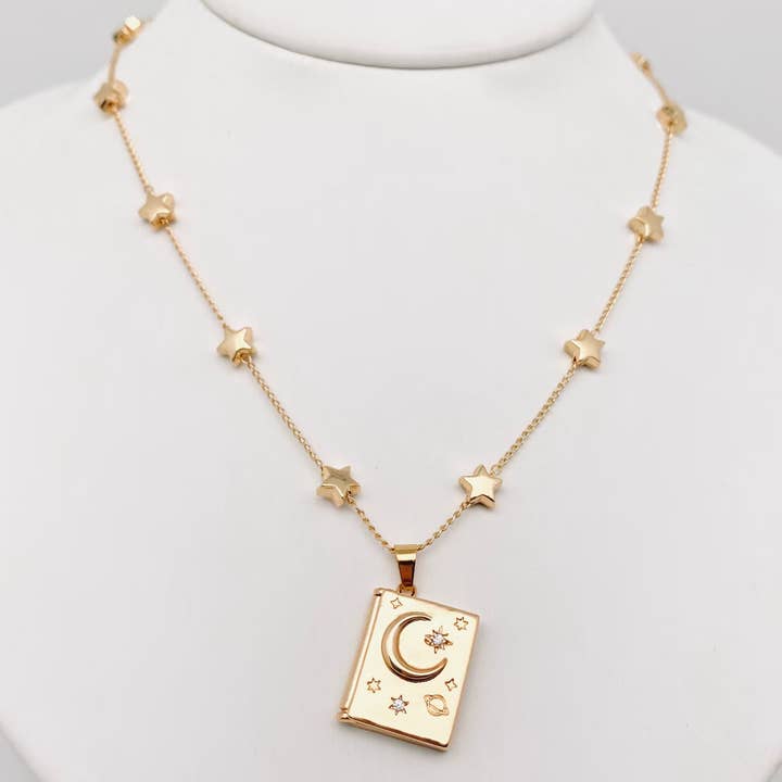 "You're My Soulmate" Star Moon Album Pendant Necklace - MS for wholesale by Mio Queena