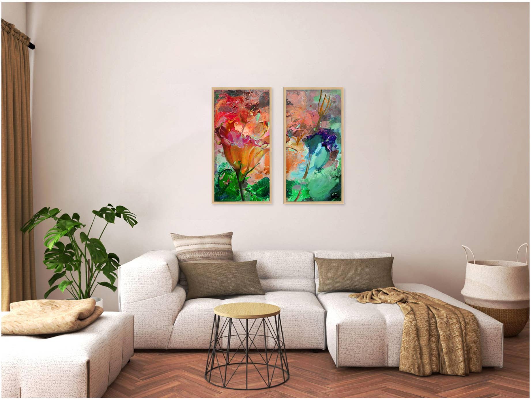 Ready2hangart, Inc. - Wholesale Art Print - "Painted Petals LXI"Set of Two Framed Canvas Wall Art1