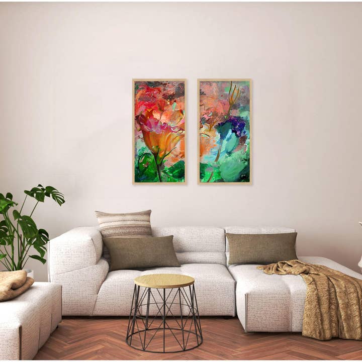 Ready2hangart, Inc. - Wholesale Art Print - "Painted Petals LXI"Set of Two Framed Canvas Wall Art1