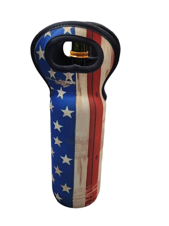 USA Flag Patriotic Wine Cooler Carrier Gift Bag for wholesale by Ciao Bella Jewelry Inc