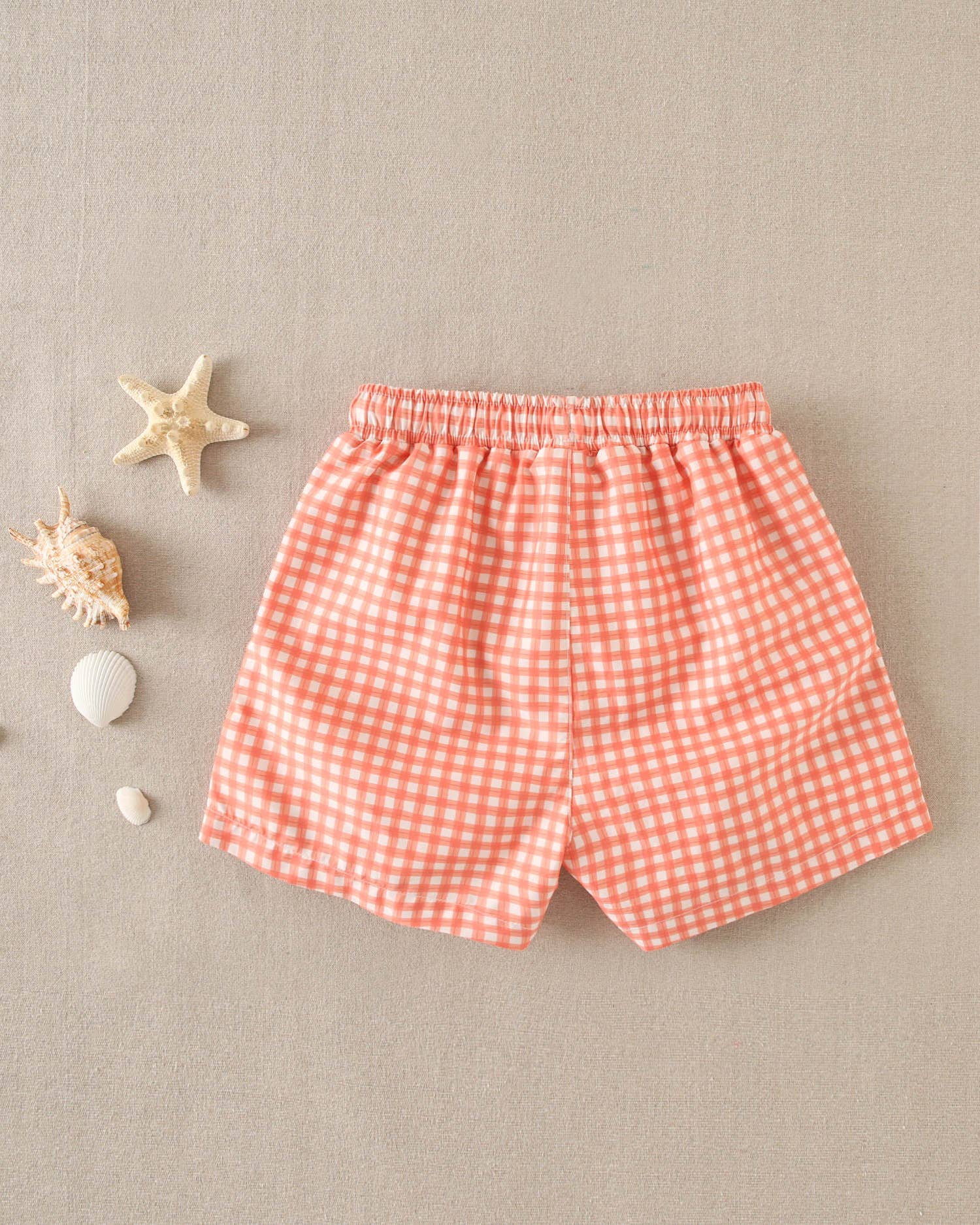 Dadati – wholesale One-piece swimsuit – Kids – Orange gingham check boy's swimsuit1