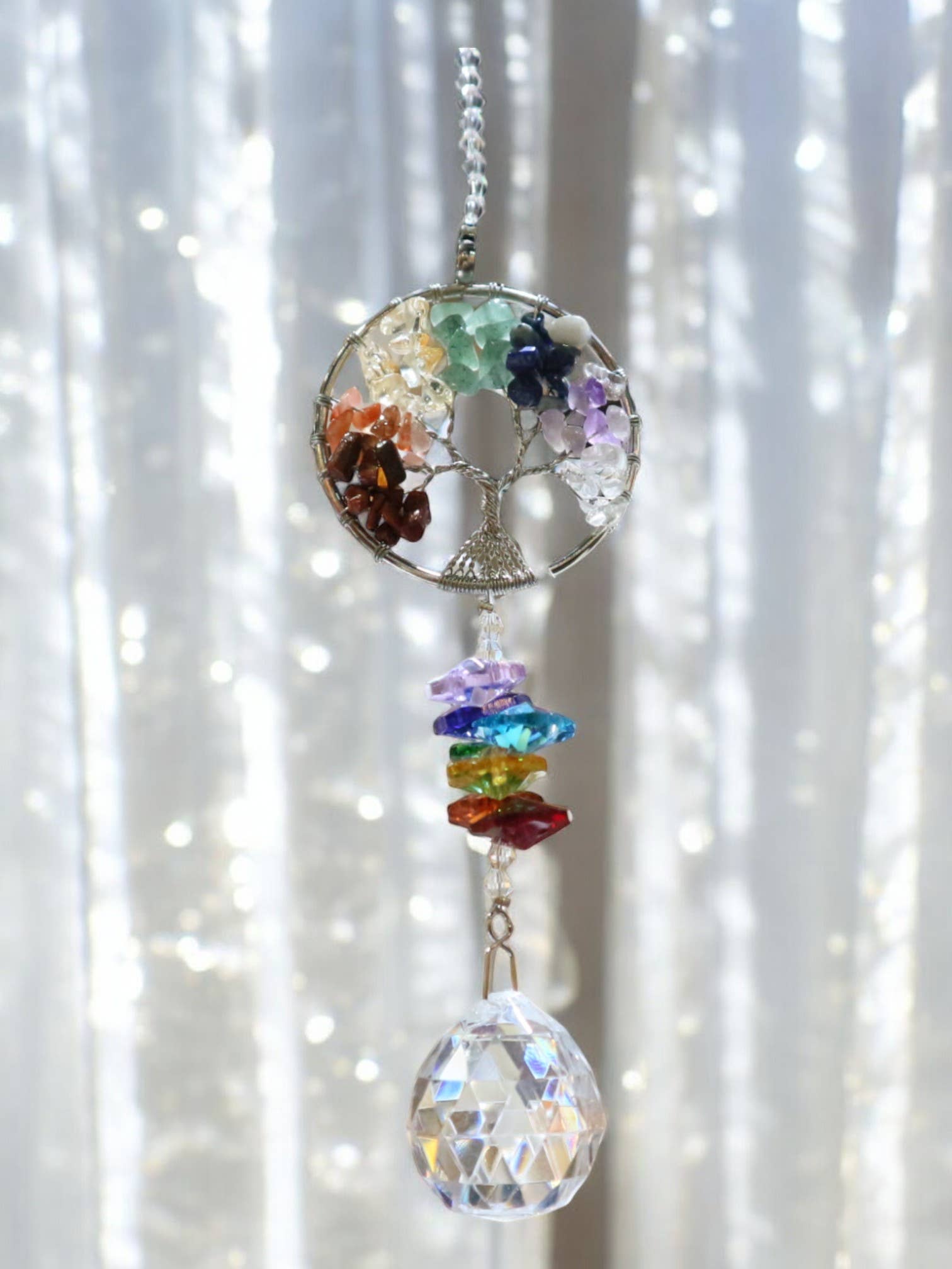 Decor N Beyond - Vendita all'ingrosso Decorazione - Chakra Bead Tree Ottagono Sfera di Cristallo/Catcher a goccia5