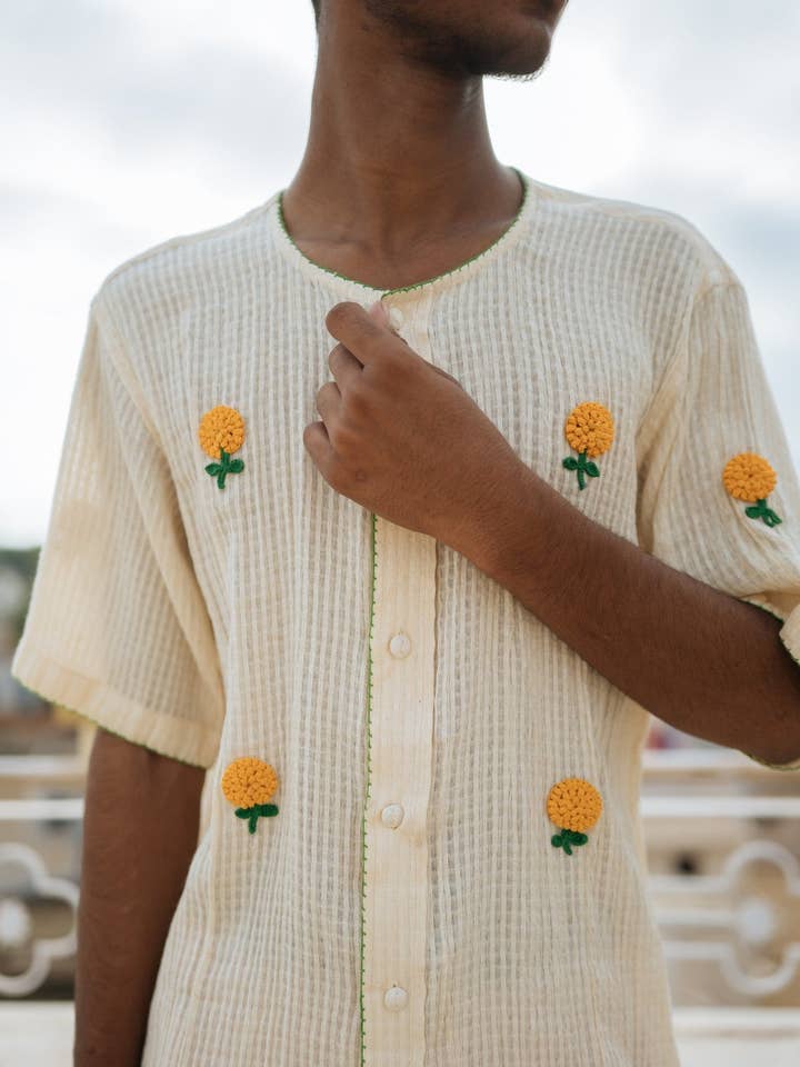 MARIGOLD MAGIC POINT DE CROIX - 100% COTON pour la vente par Choyal - Fair Trade Unisex Clothing