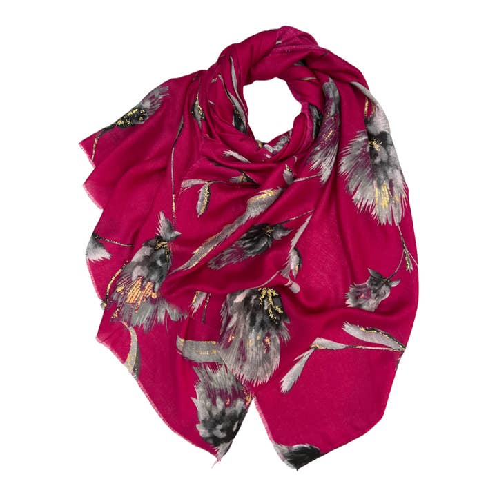 London Scarves - Wholesale Scarf – Women's - Dusty miller flower print on medium weight scarf9