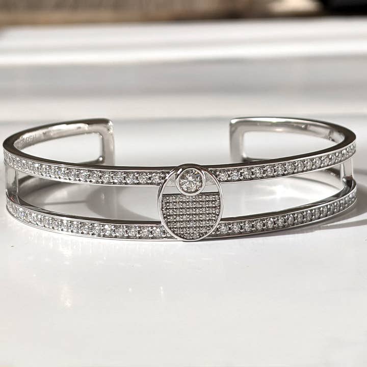 Aegis Double Band Studded Bracelet for wholesale by Halley Reh Moissanite Jewelry