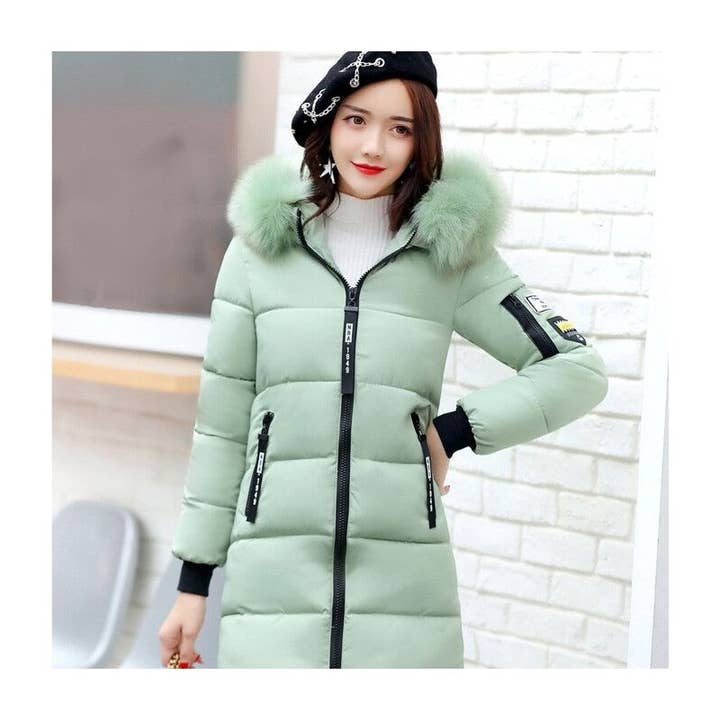 Lång dunrock med stor fuskpälskrage för wholesale av FurDecoration