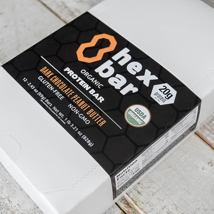 Box of 12 - Dark Chocolate Peanut Butter for wholesale by Hex Bar