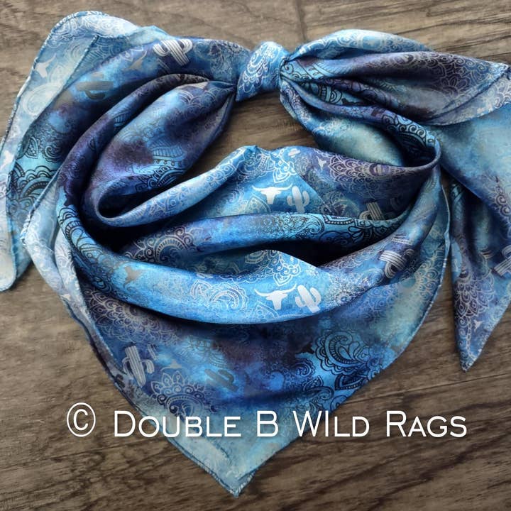 Double B Wild Rags - Wholesale Scarf - Women's - Wild Rag 100% SILK Western Paisley Sky Cowboy Western Neck Scarf Bandanna by Double B Wild Rags5