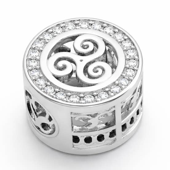 Charm/Triskelion Charm Rhodium-Plated 925 Silver and Oz for wholesale by TALISMAN JEWELLERY (D&Fidanverdi, S.L.)