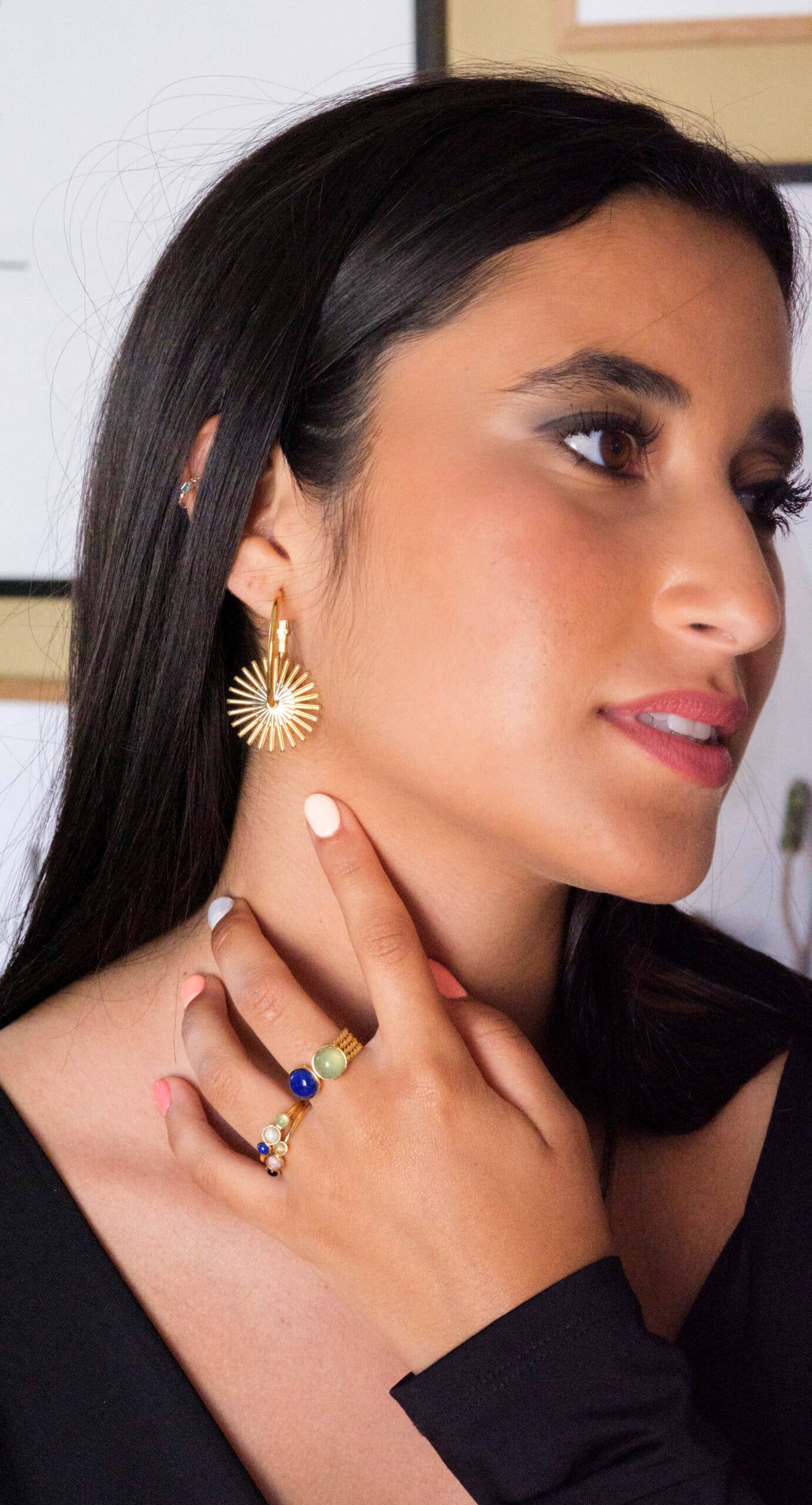 Chouhuihui - Wholesale Cocktail/Statement Ring - ORTENSIA khaki and mother-of-pearl ring1