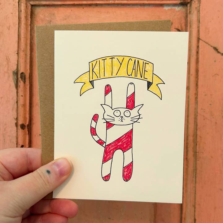 Tarjeta de caña de gatito de Navidad para venta al por mayor de Chateau Blanche