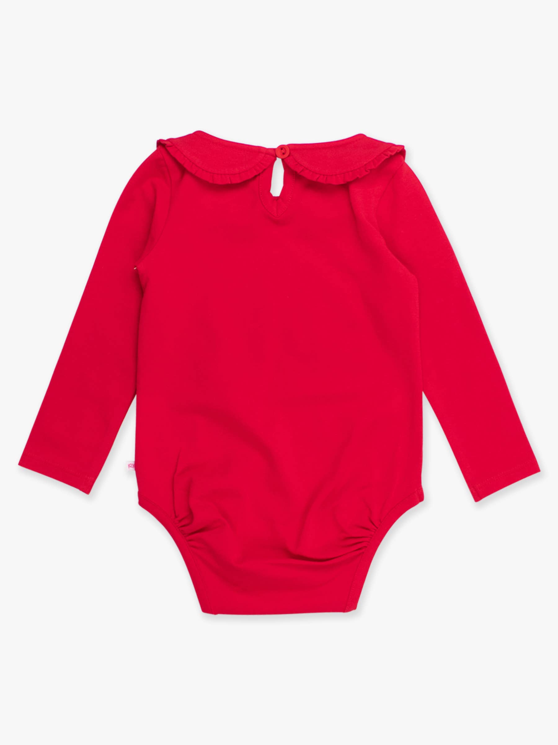 Rood Baby meisjes rood gerimpeld Peter Pan kraag lange mouwen gebreid rompertje voor groothandel op Faire6