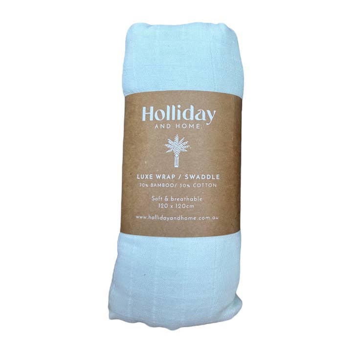 Holliday and Home ~ PLAIN LUXE WRAP / SWADDLE - BLUE ICE for wholesale by Holliday and Home