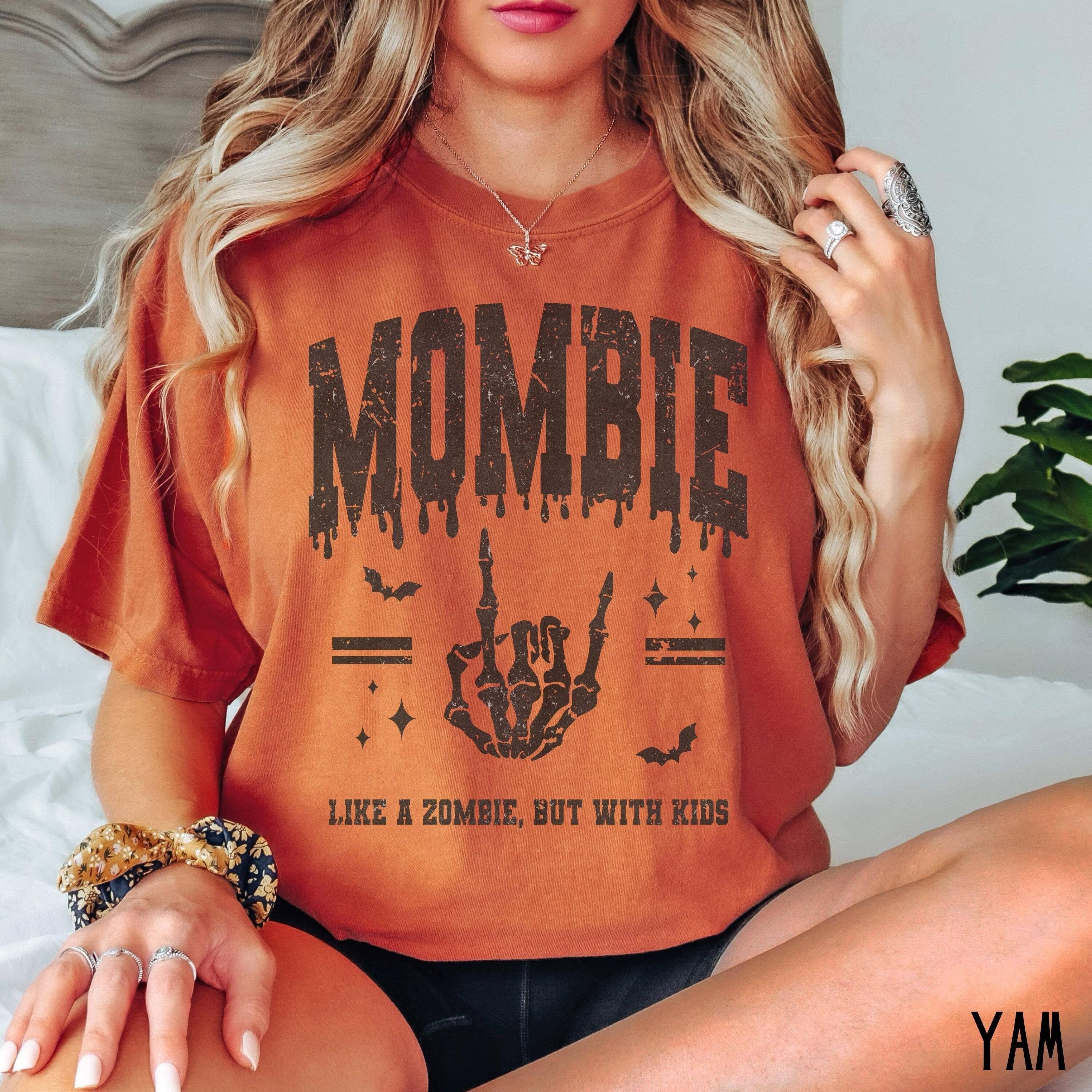 TheKingShirt - Wholesale Graphic Sweatshirt - Women's - Mombie Halloween Mama Tee Retro Fall Shirt0