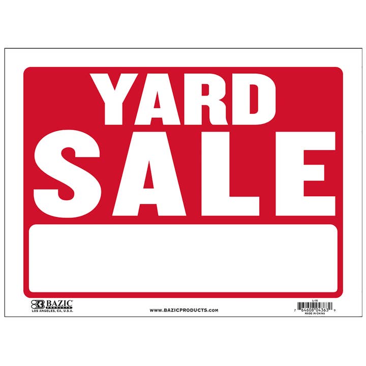 12" X 16" Yard Sale Sign for wholesale by BAZIC Products