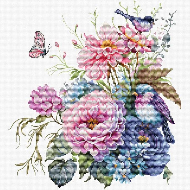 Cross Stitch Kit Luca-S - The Birds-Summer, B2422 for wholesale by Luca-S