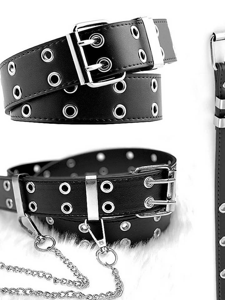 CWABE0870_FASHIONABLE PUNK BELT WITH CHAIN for wholesale by NINEXIS