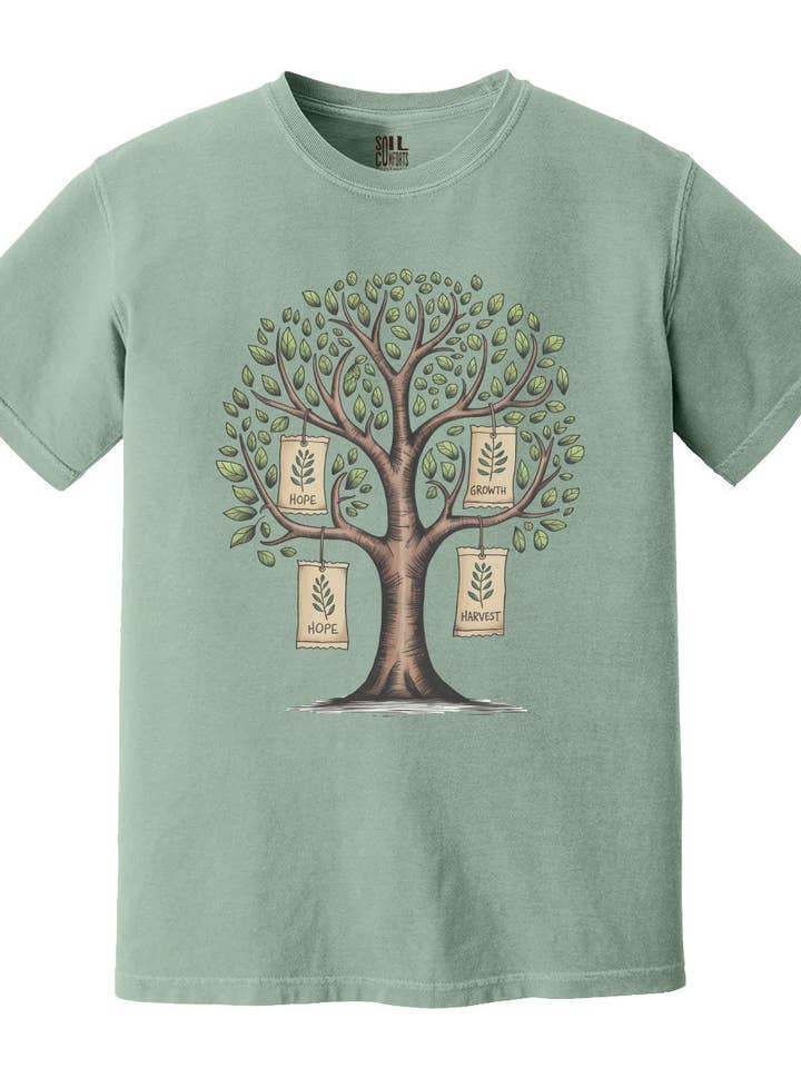 Soil Comforts - Wholesale Screen Printed T-Shirt - Unisex - Inspirational Tree with Hope and Growth T-Shirts