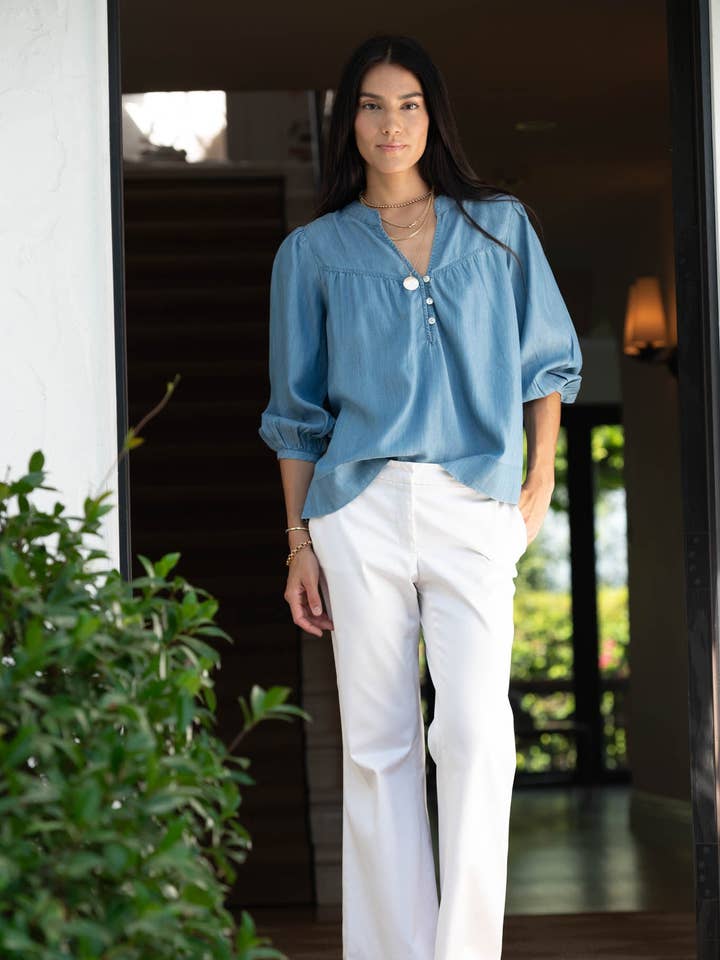 TOP FILIPPA EN CAMBRAY para venta al por mayor de Roma Label