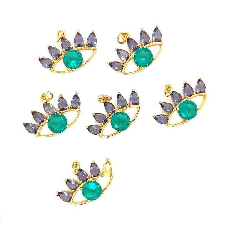 The Bead Bazaar - Wholesale Individual Charm/Pendant - 18K Gold Evil Eye Charm, Gold Lucky Eye Pendant, Boho Charms, Dainty Evil Eye Pendant, Evil Eyelash Jewelry, Good Luck Eye Charm, DIY Charms8