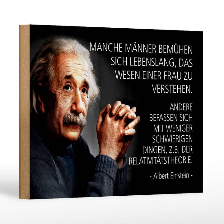 Houten bord 12x18 Einstein mannen begrijpen de aard van een vrouw voor wholesale door Femer