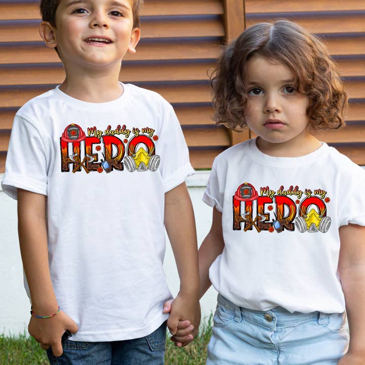 My Daddy is My Hero - Fireman Kids Tee for wholesale by MidWest Tees