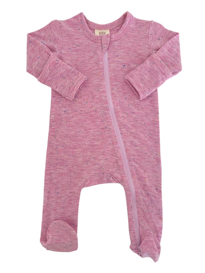 SIIX Collection - Wholesale Jumpsuit - Baby - Pink Speckle / 2-Way Zip Footie