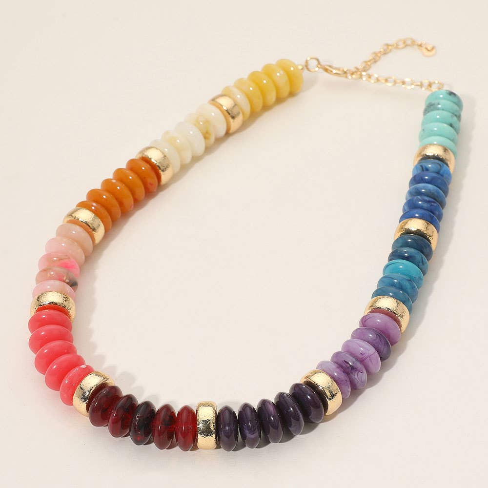 Sensibling Corp. - Wholesale Beaded/Pearl Necklace - Chunky Resin Disc Beaded Necklace14
