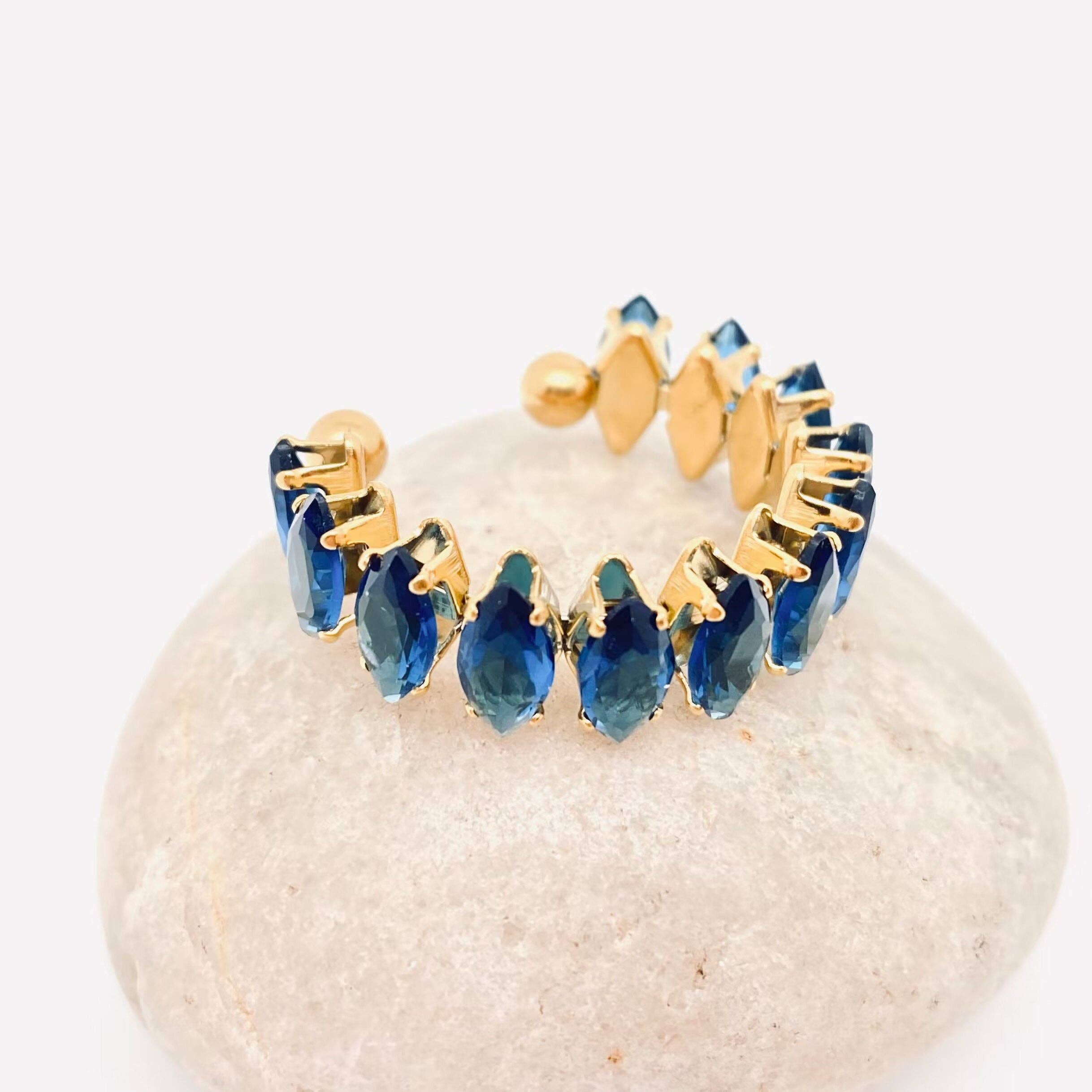 Mio Queena - Wholesale Multi-Stone Ring - Stainless Steel Cubic Zirconia Adjustable Ring11