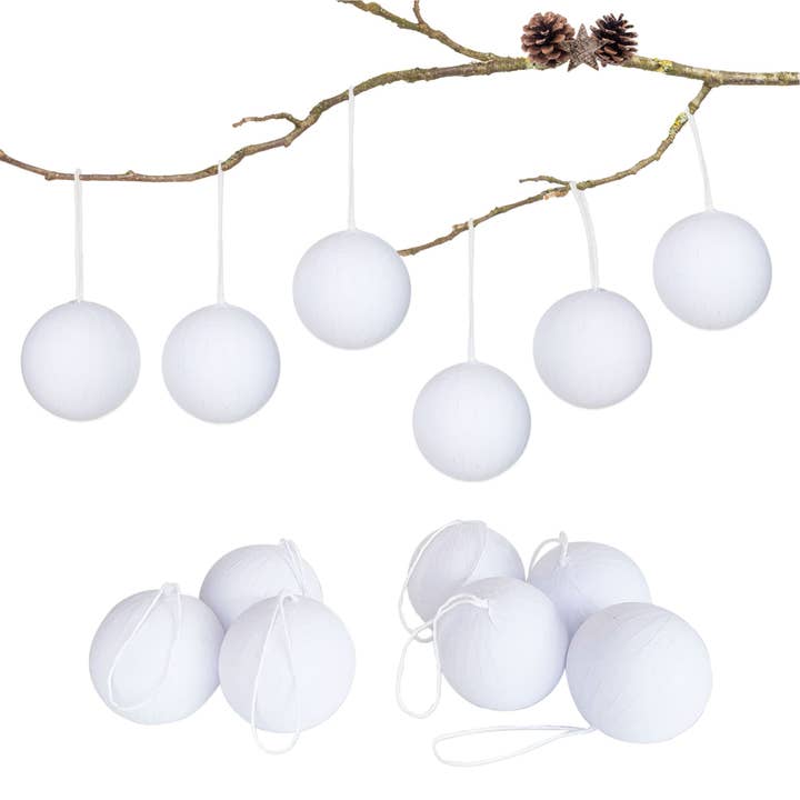 Papierdrachen - Vendita all'ingrosso Set di decorazioni - Aquilone 13 palline di Natale in cartapesta - Bianco