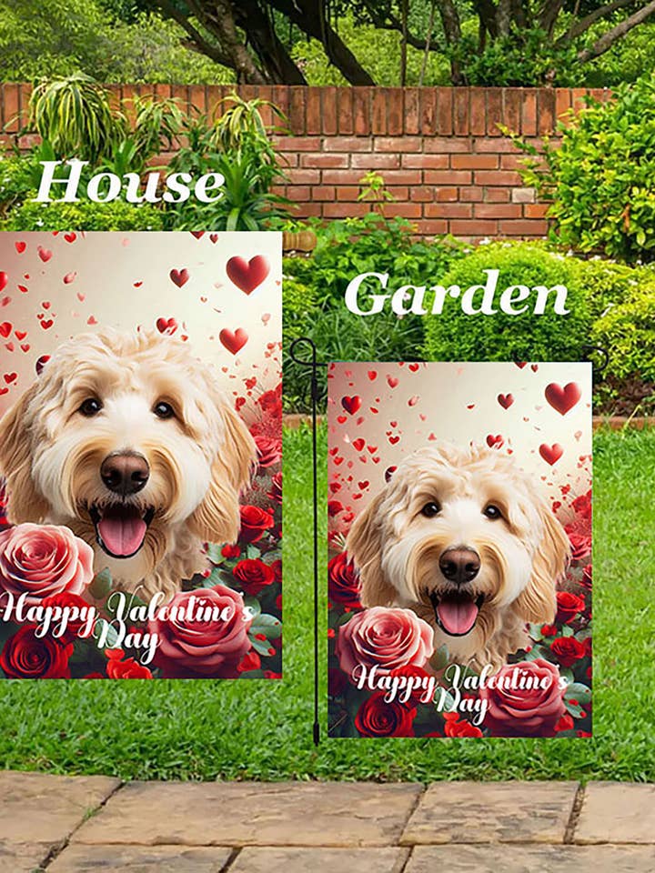 Labradoodle Biondo - Bandiera di San Valentino per la Casa per la vendita all'ingrosso da parte di Best of Breed Products