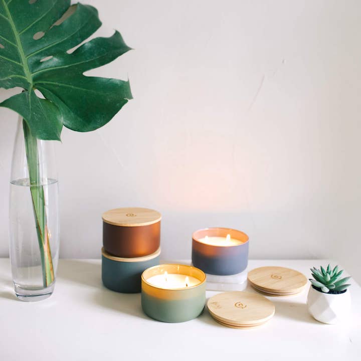 Calyan Wax Co. - Wholesale Jar/Filled Candle - Evergreen + Eucalyptus - Resilience Series 3 Wick Soy Candle