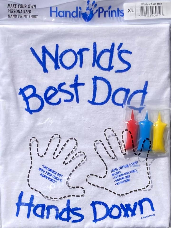 Bedste far Handi Print Tee Shirt med tre akrylmaling for engroshandel hos HandiPrints