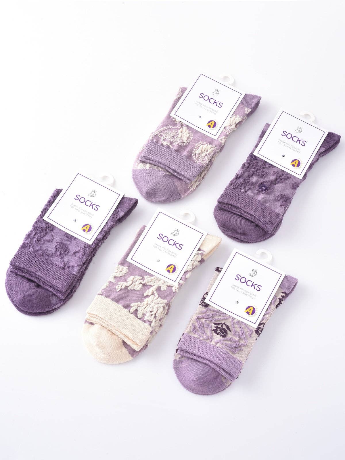 Funkyrel® Atzbranding Limited – Großhandel Socken – Damen – Rufia - Lila geprägte Damensocken7