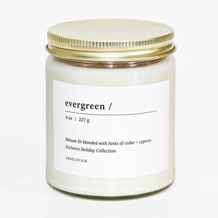 Evergreen - 8 oz Holiday Soy Candle for wholesale by Candlefolk