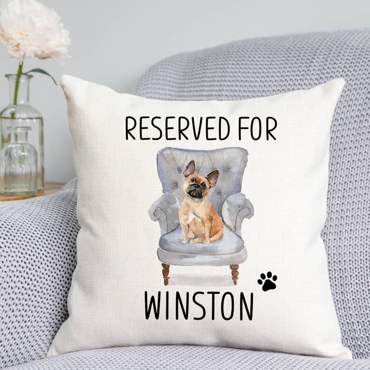 French Bulldog Reserved For Dog Cushion for wholesale by DoodlecardsBoutique