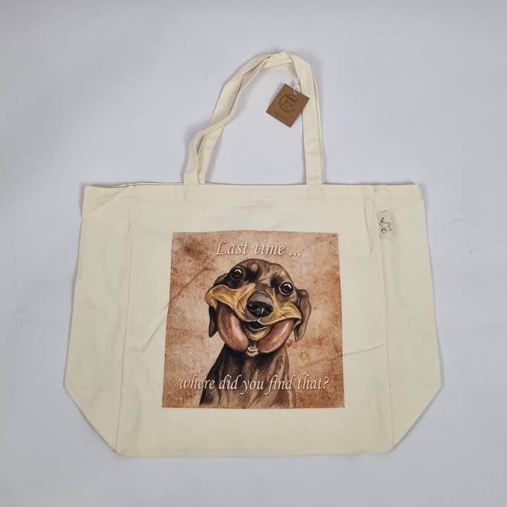 Cotton shopping tote with print - Dachshund - Vintage for wholesale by Animal Prints