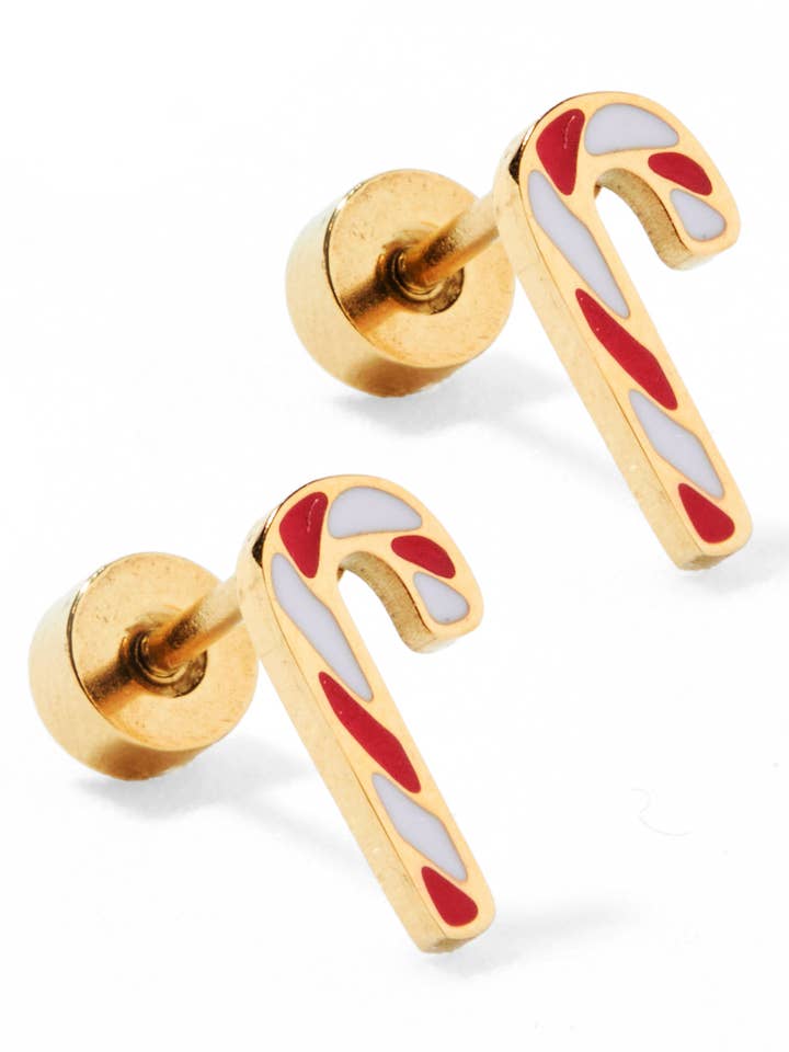 Screwback Stud Earrings - Peppermint Twist for wholesale by LINNY CO